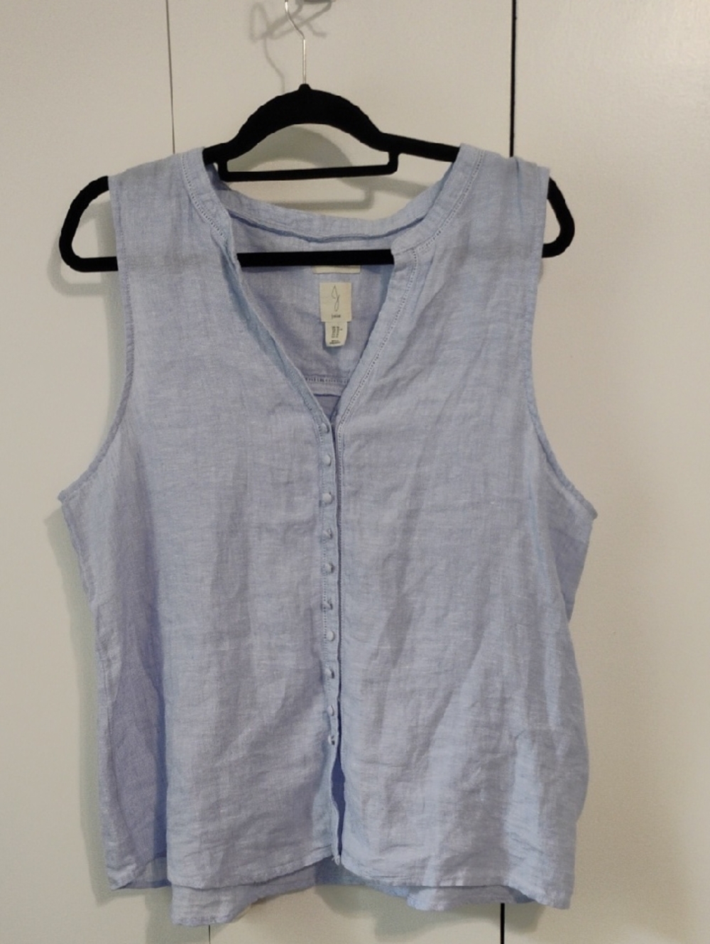 Joie Light Blue Linen Button-Front Sleeveless Tank